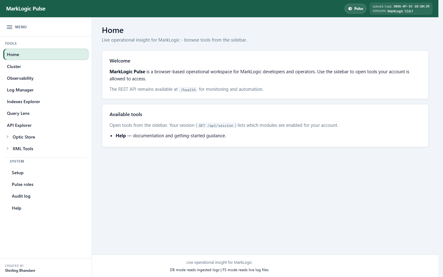 MarkLogic Pulse product UI